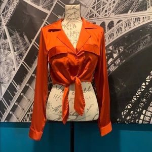 Fashion Nova Orange Satin Top